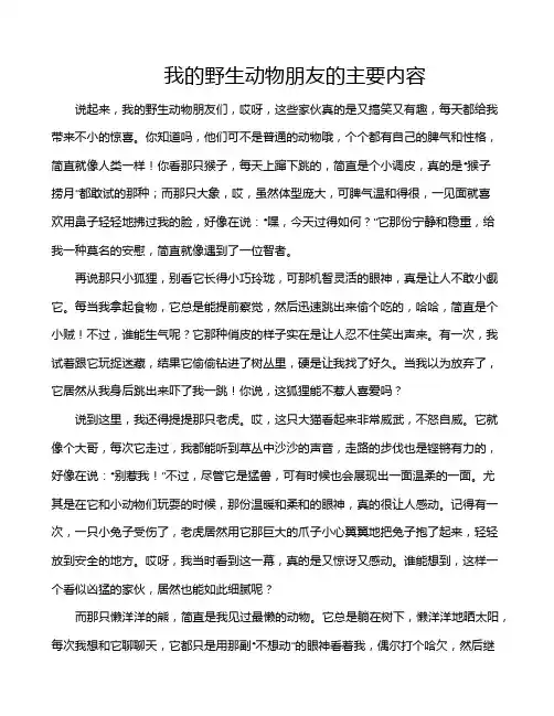 我的野生动物朋友的主要内容