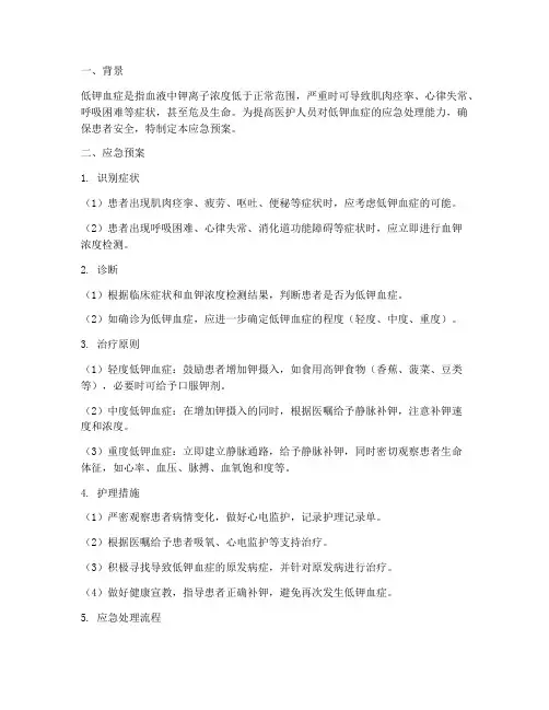 低钾血症应急预案总结