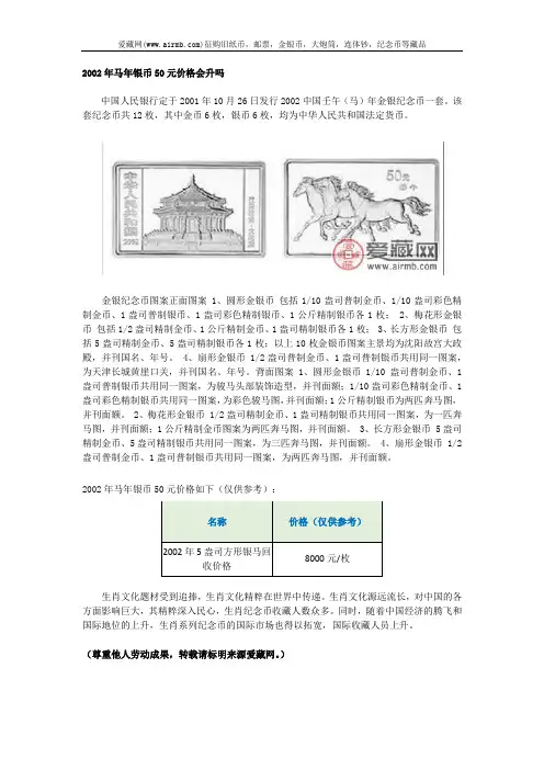 2002年马年银币50元价格会升吗