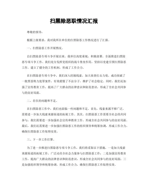 扫黑除恶职情况汇报