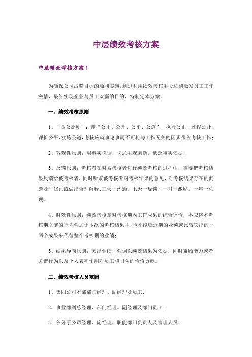 中层绩效考核方案
