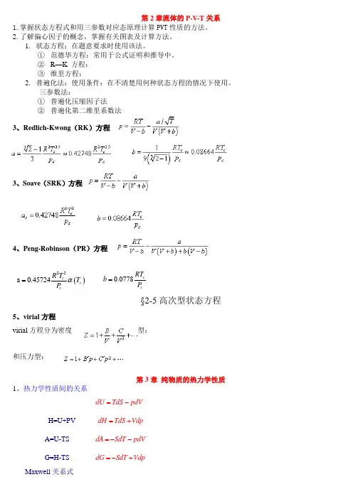 化工热力学复习总结
