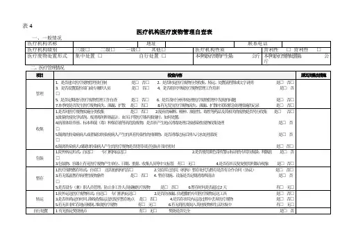 医疗废弃物自查表