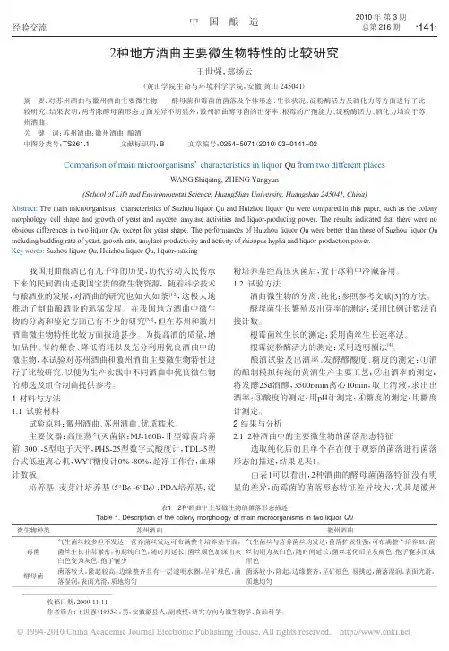 2种地方酒曲主要微生物特性的比较研究_王世强