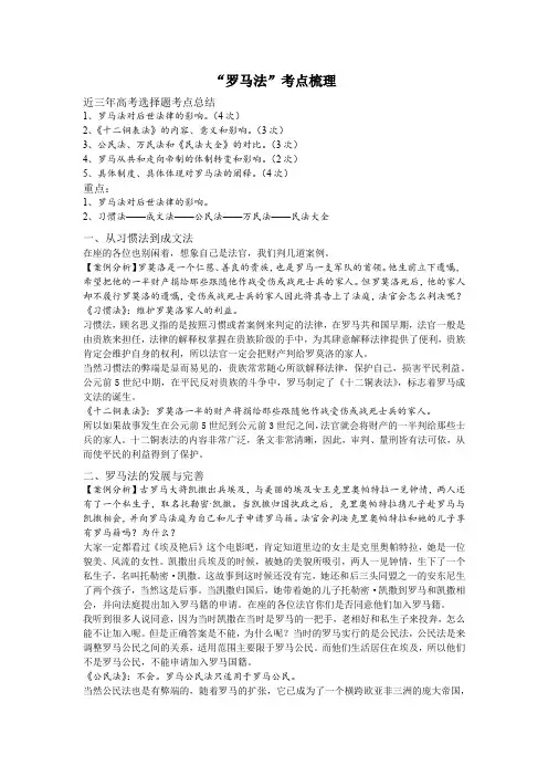 “罗马法”考点梳理