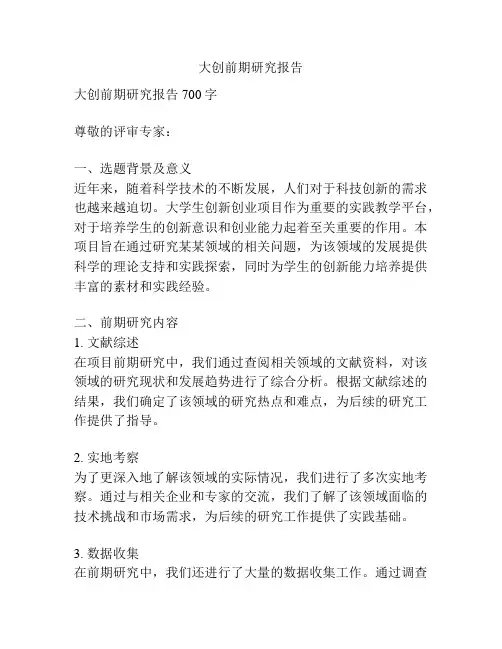 大创前期研究报告