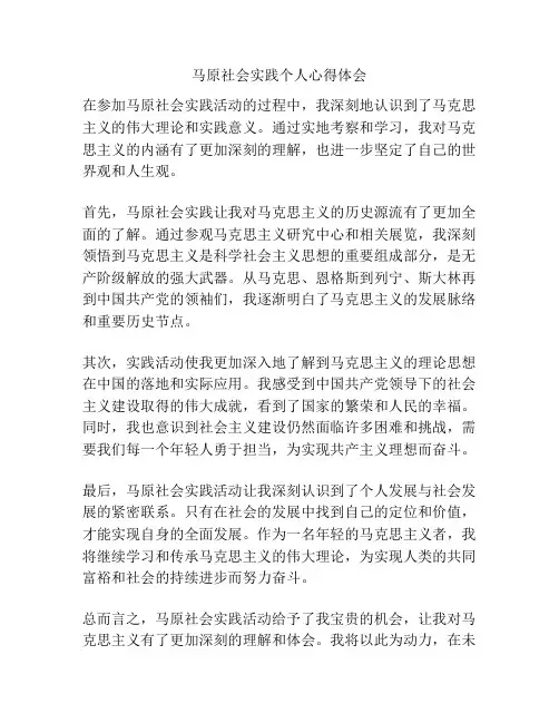 马原社会实践个人心得体会