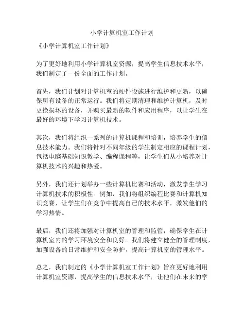 小学计算机室工作计划