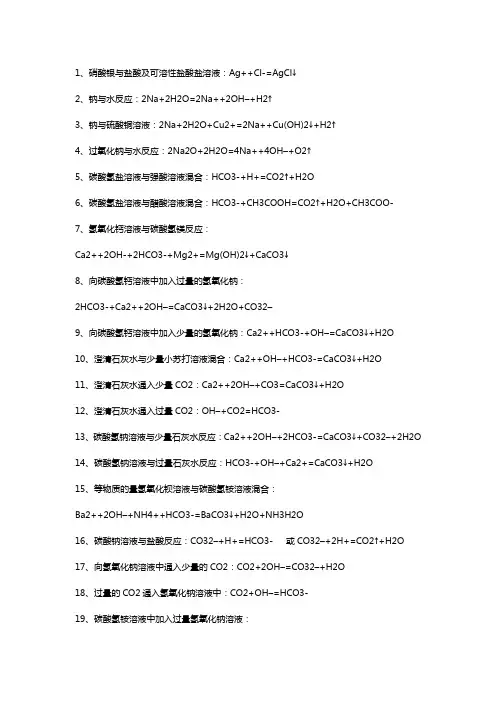 高中化学与量有关的离子反应方程总结