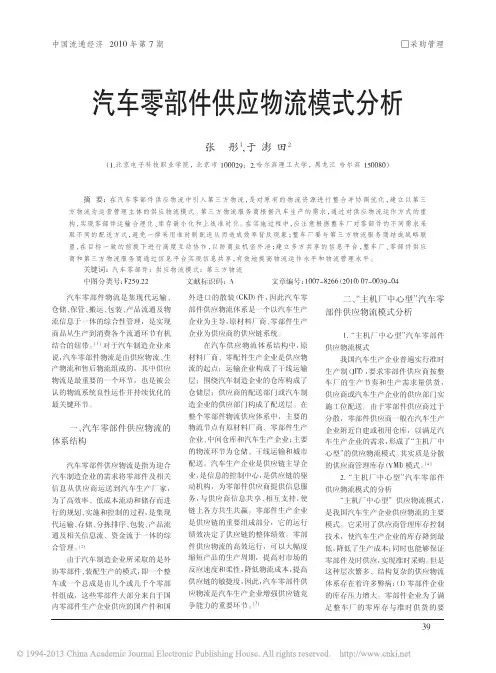 汽车零部件供应物流模式分析_张彤