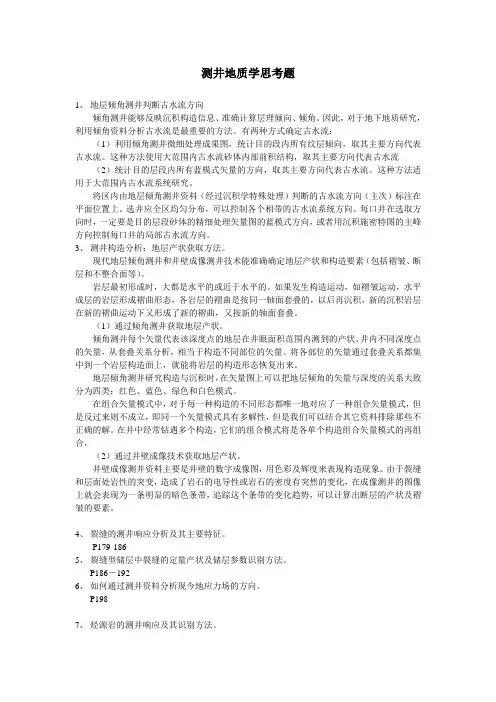 测井地质学思考题