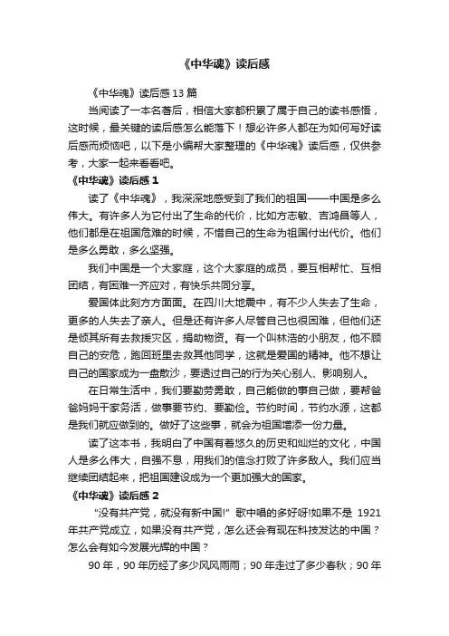 《中华魂》读后感