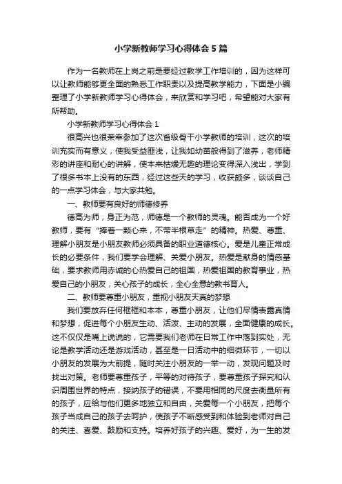 小学新教师学习心得体会5篇