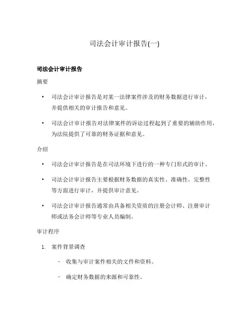 司法会计审计报告(一)