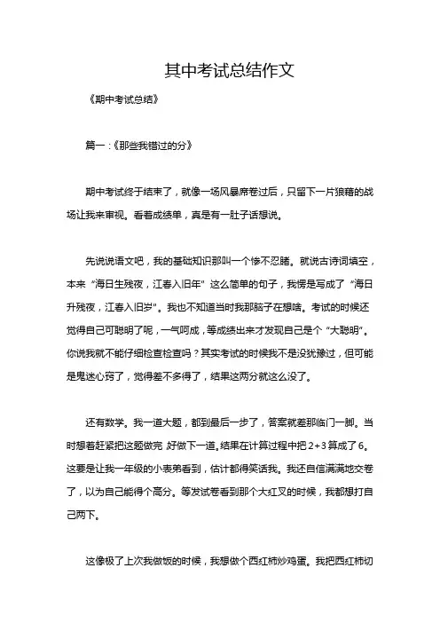 其中考试总结作文