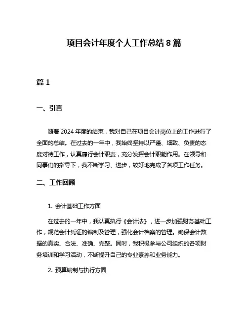 项目会计年度个人工作总结8篇