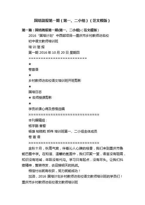 国培简报第一期（第一、二小组）（范文模版）