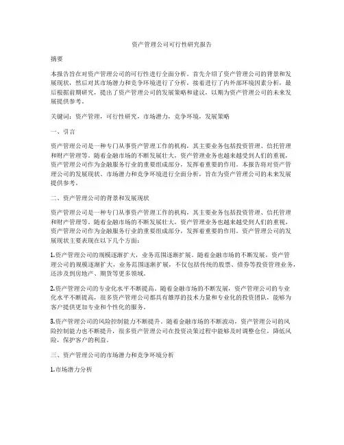 资产管理公司可行性研究报告