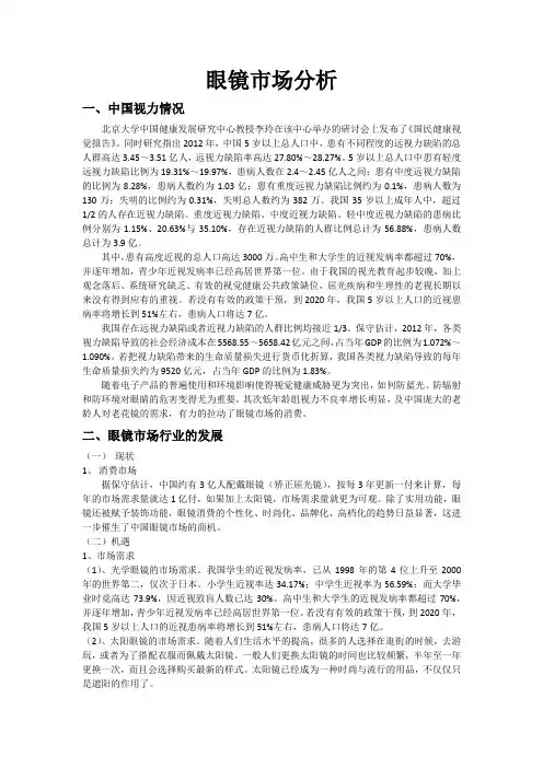 眼镜市场分析