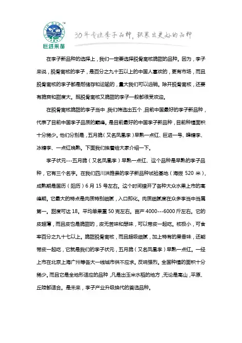 李子品种介绍、新品种李子大全
