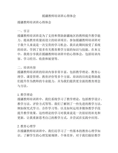 援疆教师培训班心得体会