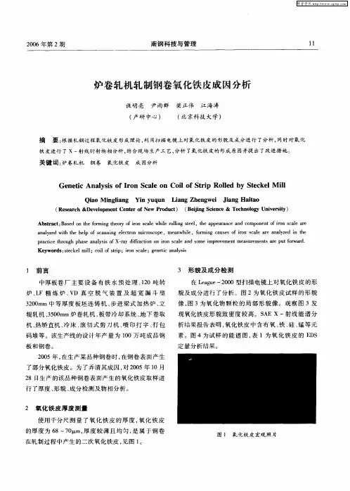 炉卷轧机轧制钢卷氧化铁皮成因分析