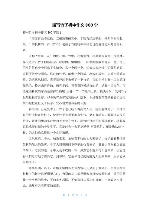 描写竹子初中作文800字