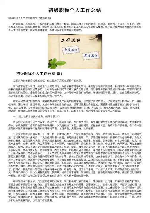 初级职称个人工作总结