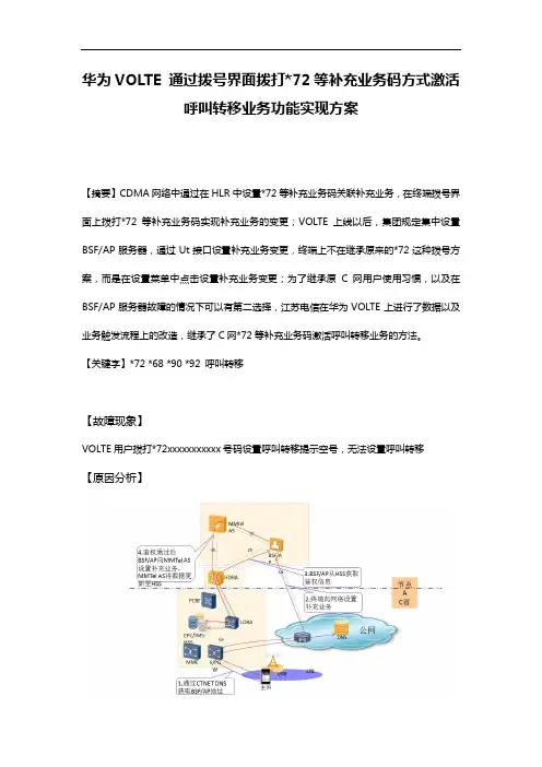 案例-VoLTE用户使用72登记呼叫转移功能实现方法
