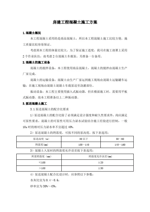 房建工程混凝土施工方案