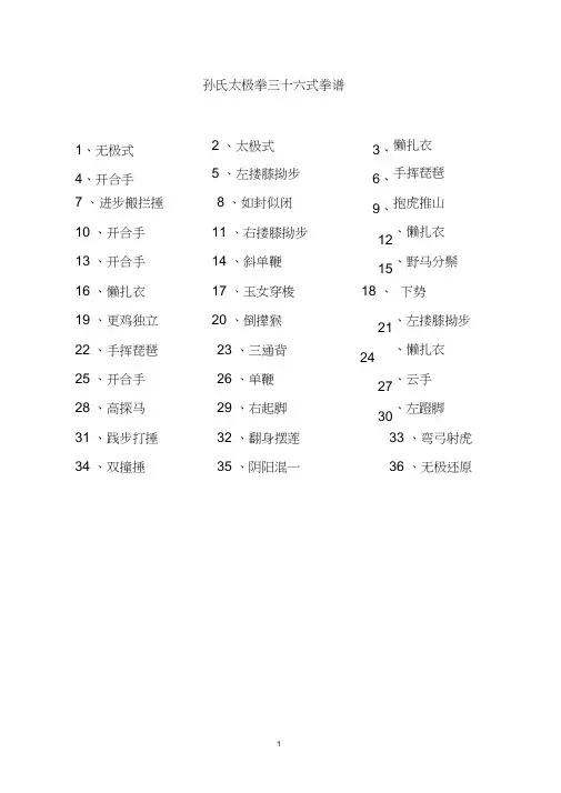 孙氏太极拳36式动作说明(丁爱刚)2018.11