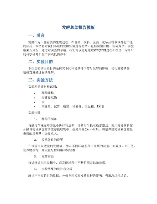发酵总结报告模板