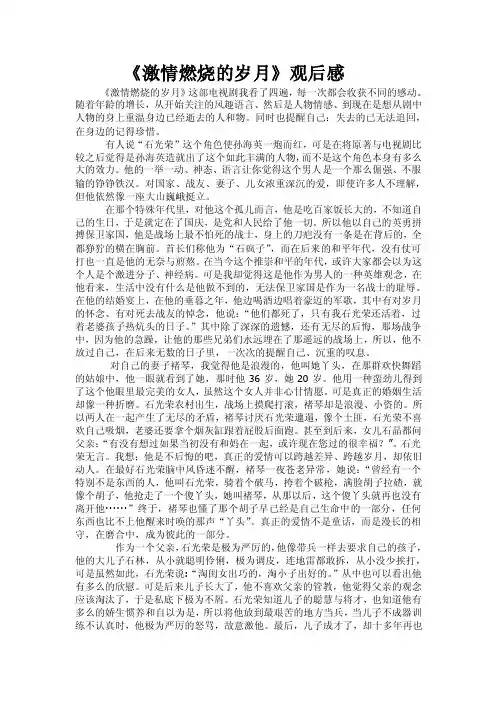 《激情燃烧的岁月》影评