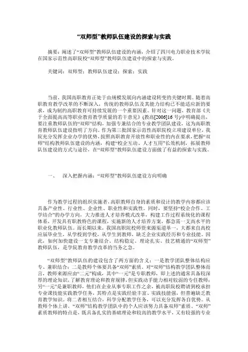 “双师型”教师队伍建设的探索与实践