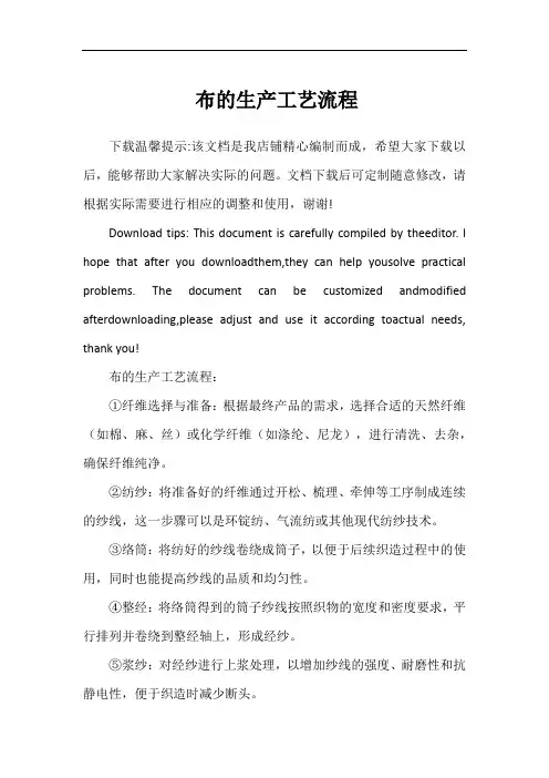 布的生产工艺流程