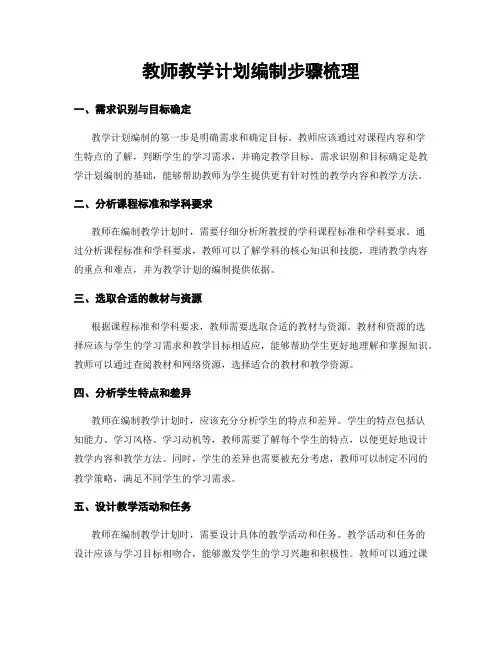 教师教学计划编制步骤梳理