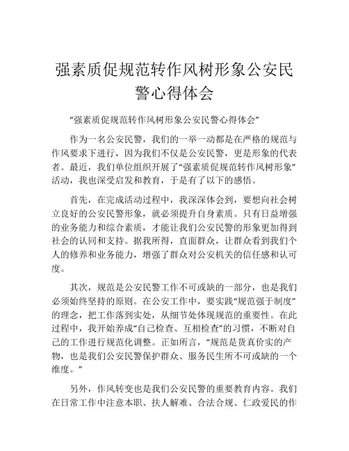 强素质促规范转作风树形象公安民警心得体会