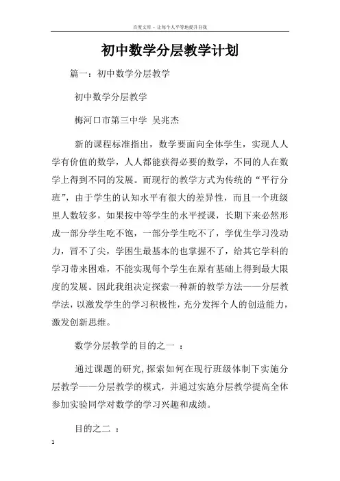初中数学分层教学计划