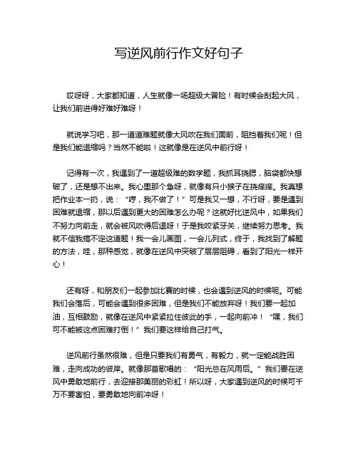 写逆风前行作文好句子