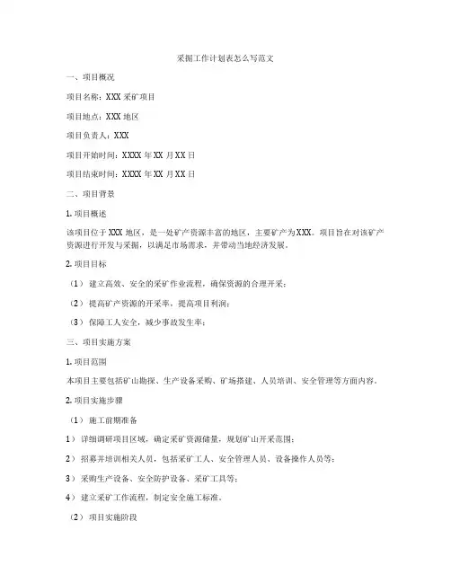 采掘工作计划表怎么写范文