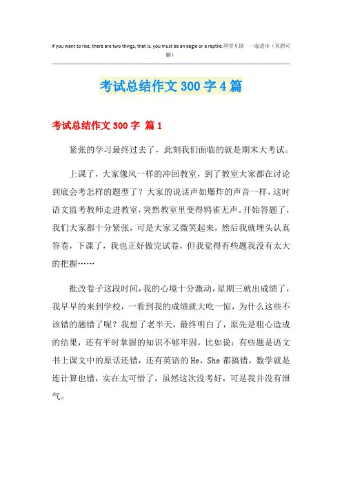 考试总结作文300字4篇