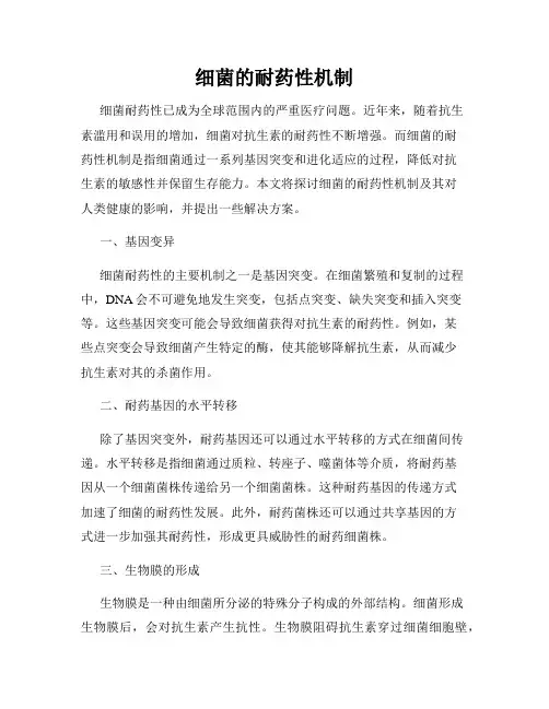 细菌的耐药性机制