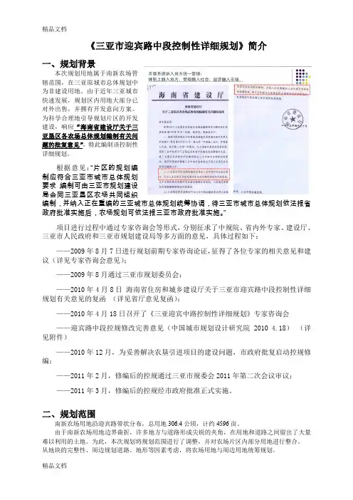 《三亚市迎宾路中段控制性详细规划》简介知识讲解