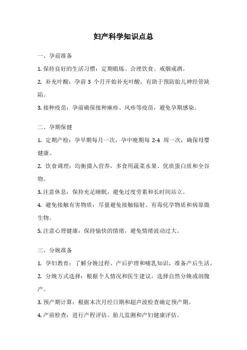 妇产科学知识点总