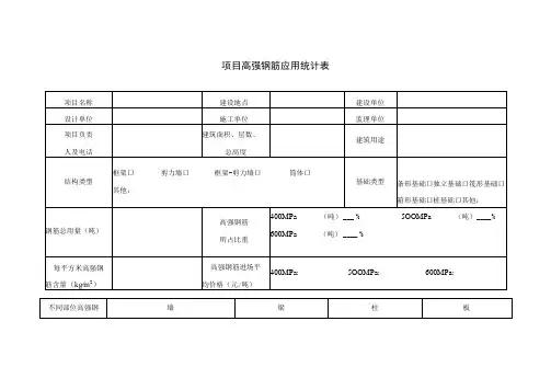 项目高强钢筋应用统计表