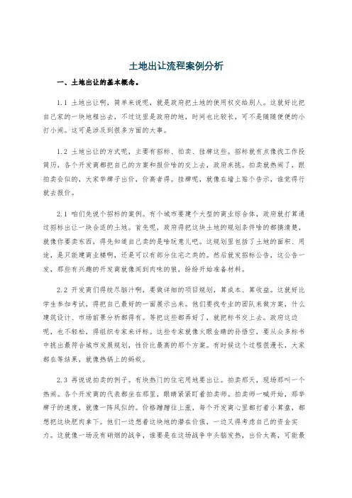 土地出让流程案例分析