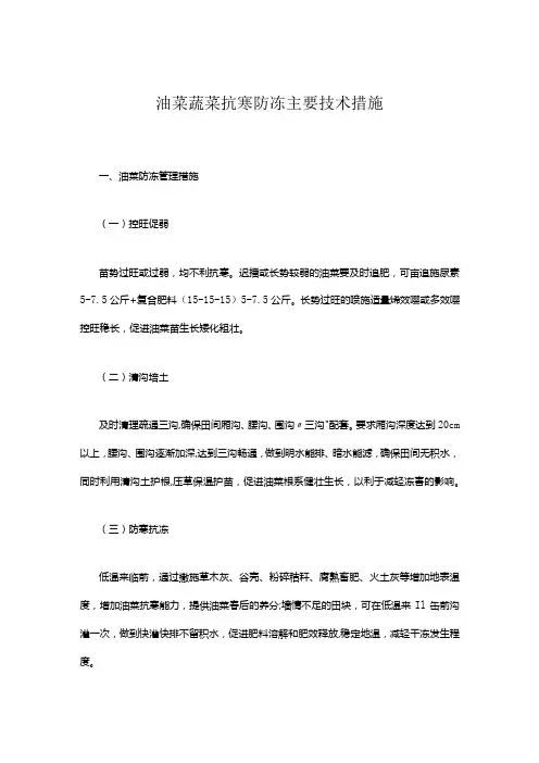 油菜蔬菜抗寒防冻主要技术措施