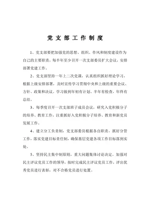 村 党 支 部 工 作 制 度.