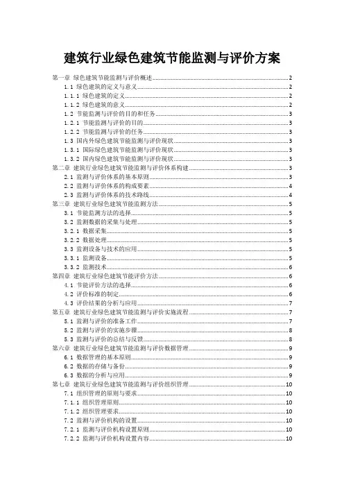 建筑行业绿色建筑节能监测与评价方案
