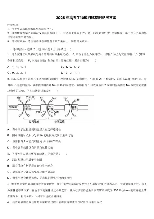 2023-年高考生物模拟试卷附参考答案